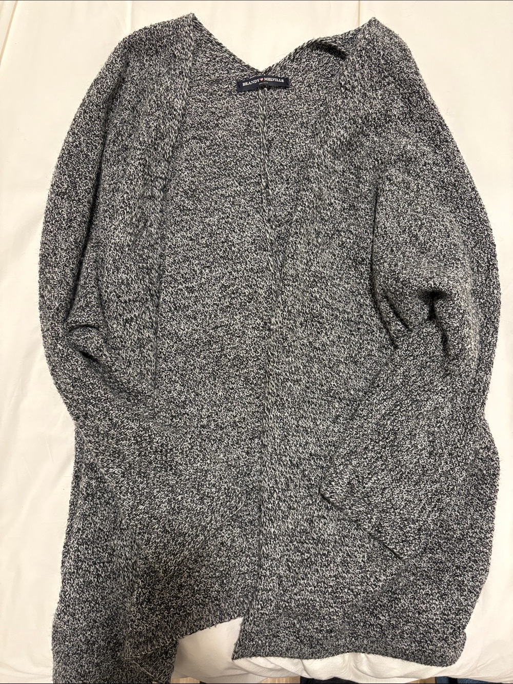 Brandy Melville Black & White Marled Open Cardigan